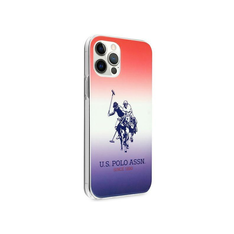 JAV Polo Assn byla Gradiento raštų kolekcija, skirta iPhone 12 / iPhone 12 Pro – raudona ir mėlyna