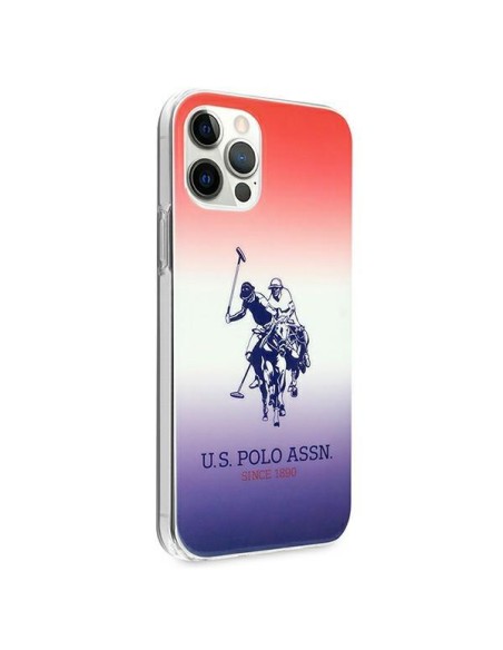 JAV Polo Assn byla Gradiento raštų kolekcija, skirta iPhone 12 / iPhone 12 Pro – raudona ir mėlyna