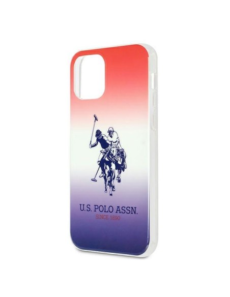 JAV Polo Assn byla Gradiento raštų kolekcija, skirta iPhone 12 / iPhone 12 Pro – raudona ir mėlyna
