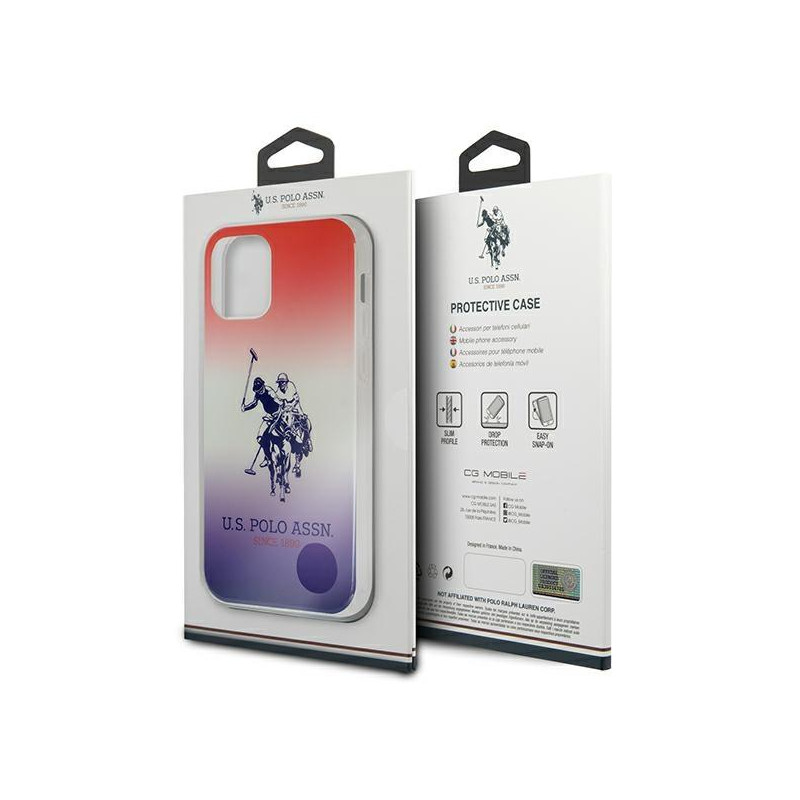 JAV Polo Assn byla Gradiento raštų kolekcija, skirta iPhone 12 / iPhone 12 Pro – raudona ir mėlyna