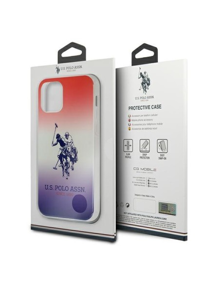 JAV Polo Assn byla Gradiento raštų kolekcija, skirta iPhone 12 / iPhone 12 Pro – raudona ir mėlyna
