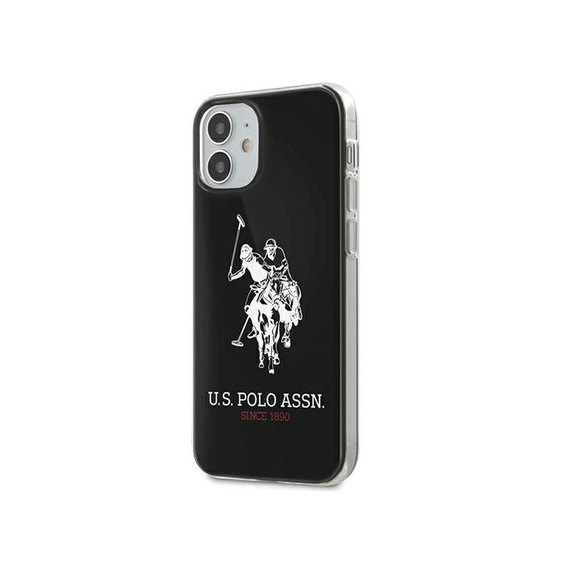JAV Polo Assn byla Shiny Big Logo iPhone 12 mini - juodas Shiny Big logotipas