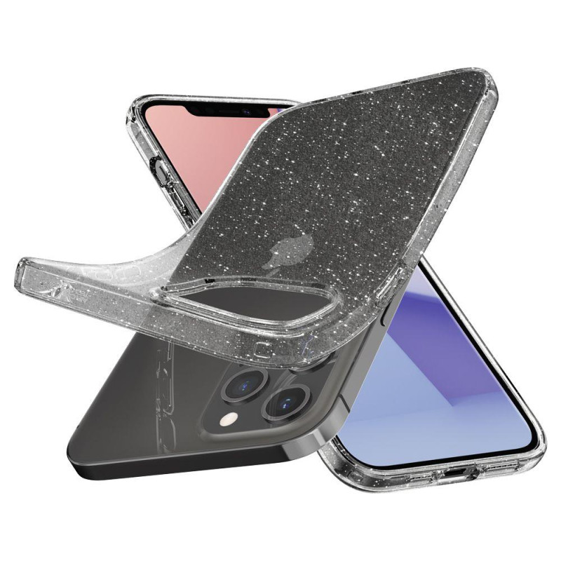 Spigen Liquid Crystal dėklas iPhone 12 / iPhone 12 Pro - skaidrus ir blizgantis