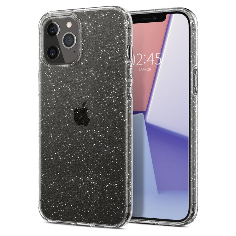 Spigen Liquid Crystal dėklas iPhone 12 / iPhone 12 Pro - skaidrus ir blizgantis