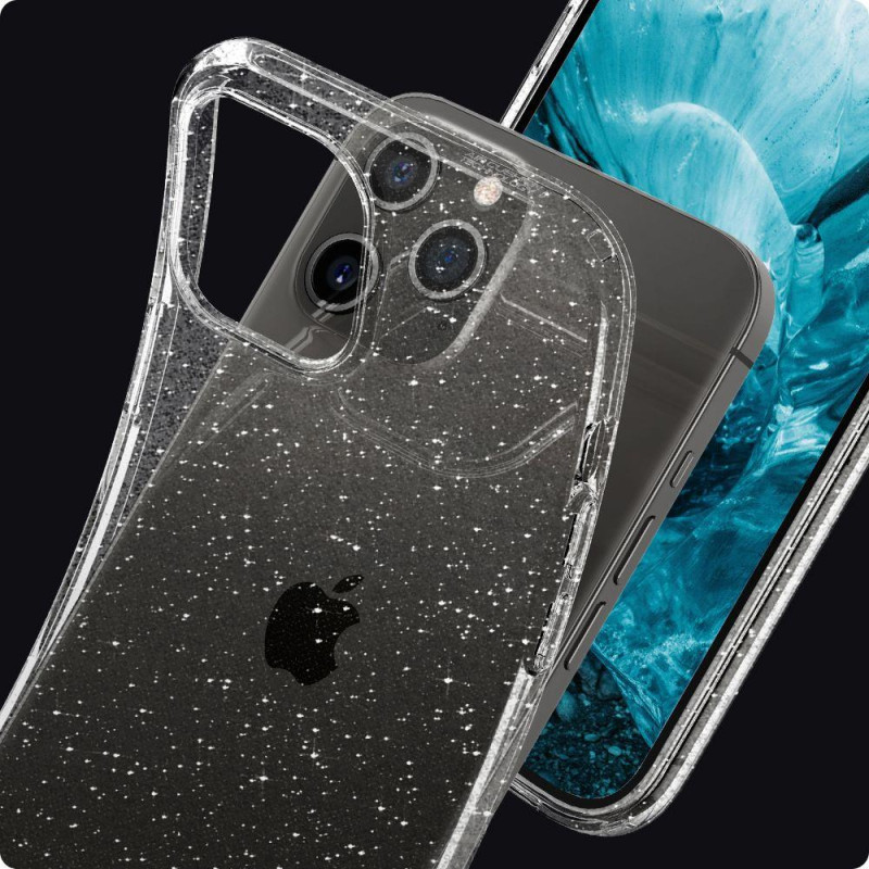 Spigen Liquid Crystal dėklas iPhone 12 / iPhone 12 Pro - skaidrus ir blizgantis