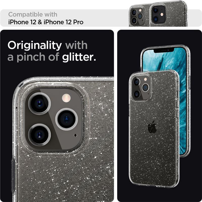 Spigen Liquid Crystal dėklas iPhone 12 / iPhone 12 Pro - skaidrus ir blizgantis