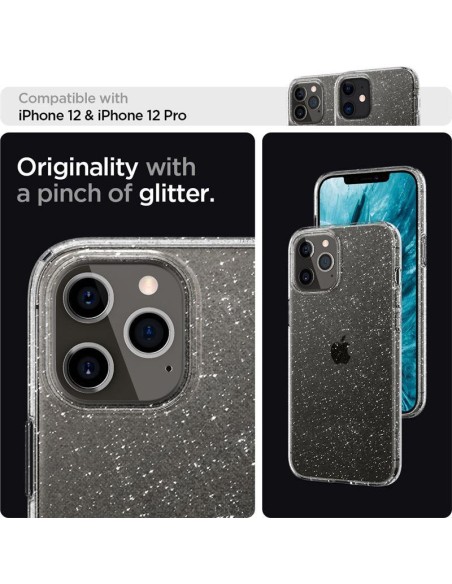 Spigen Liquid Crystal dėklas iPhone 12 / iPhone 12 Pro - skaidrus ir blizgantis Spigen Liquid Crystal dėklas iPhone 12 / iPhone 12 Pro - skaidrus ir blizgantis