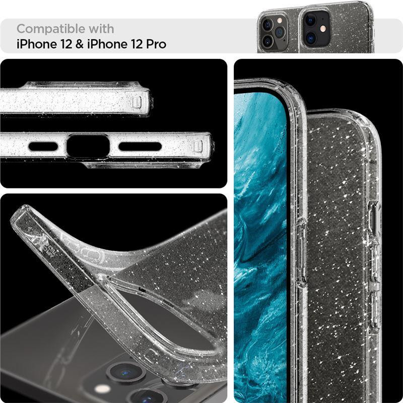 Spigen Liquid Crystal dėklas iPhone 12 / iPhone 12 Pro - skaidrus ir blizgantis