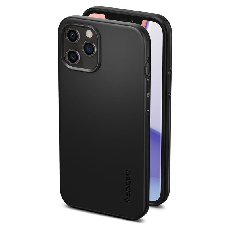 Spigen Thin Fit dėklas iPhone 12 / iPhone 12 Pro - juodas