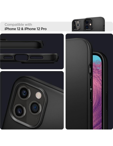 Spigen Thin Fit dėklas iPhone 12 / iPhone 12 Pro - juodas Spigen Thin Fit dėklas iPhone 12 / iPhone 12 Pro - juodas