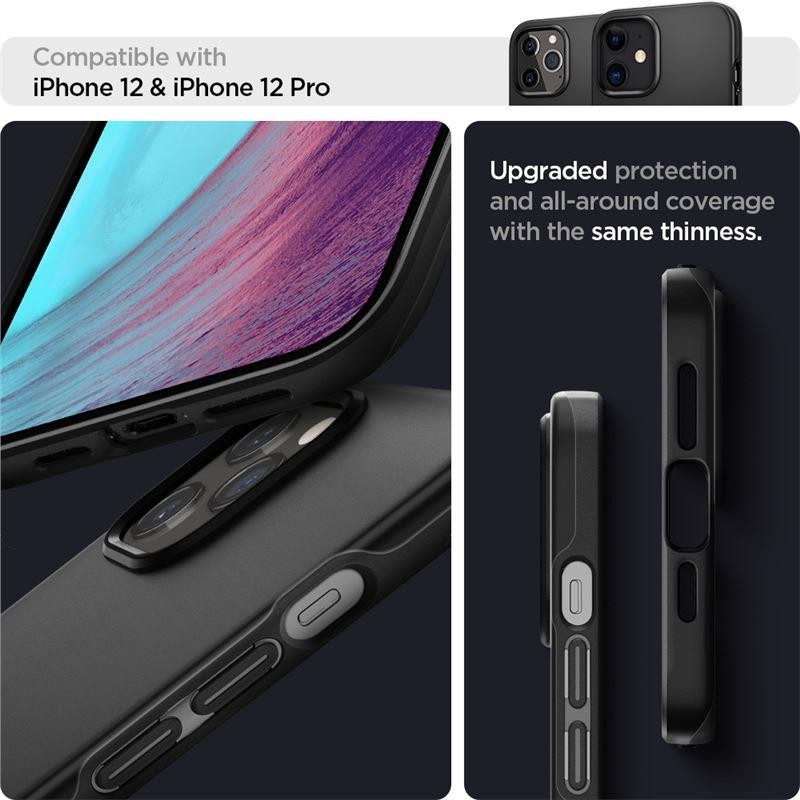 Spigen Thin Fit dėklas iPhone 12 / iPhone 12 Pro - juodas