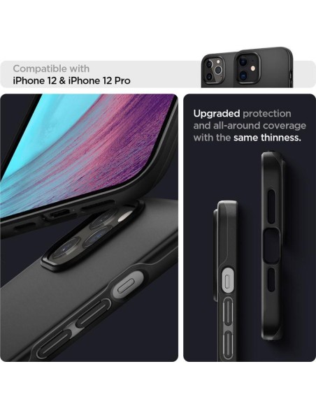 Spigen Thin Fit dėklas iPhone 12 / iPhone 12 Pro - juodas Spigen Thin Fit dėklas iPhone 12 / iPhone 12 Pro - juodas