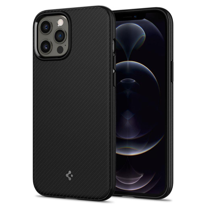 Spigen Mag Armor dėklas, skirtas iPhone 12 / iPhone 12 Pro - matinė juoda