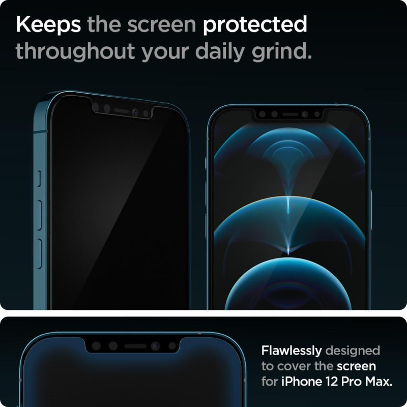 Spigen Glas.tR EZ Fit grūdintas stiklas skirtas iPhone 12 Pro Max - 2 vnt.