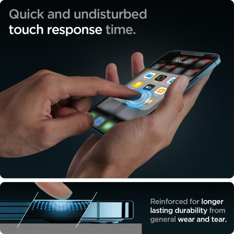 Spigen Glas.tR EZ Fit grūdintas stiklas skirtas iPhone 12 Pro Max - 2 vnt.