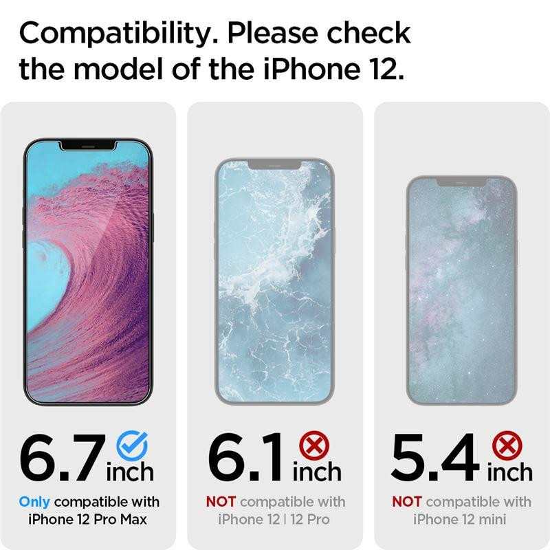 Spigen Glas.tR EZ Fit grūdintas stiklas skirtas iPhone 12 Pro Max - 2 vnt.