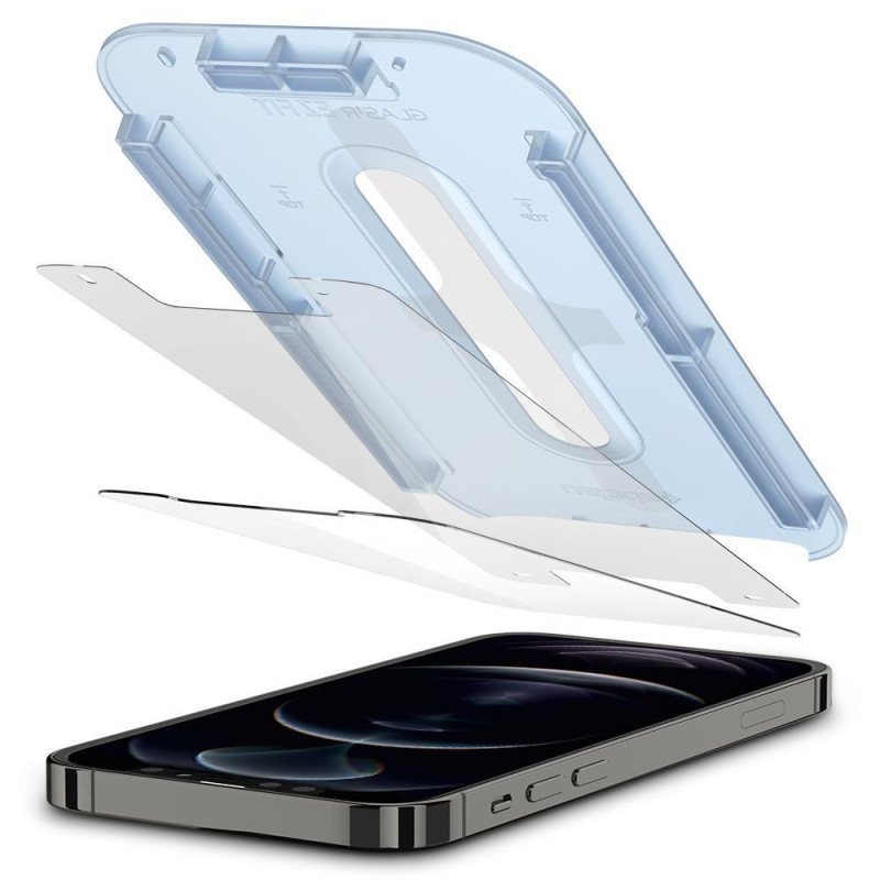 Spigen Glas.tR EZ Fit grūdintas stiklas skirtas iPhone 12 / iPhone 12 Pro - 2 vnt.