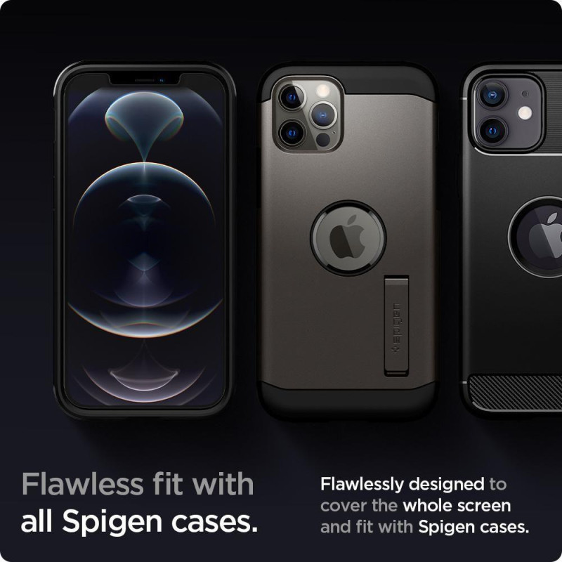 Spigen Glas.tR EZ Fit grūdintas stiklas skirtas iPhone 12 / iPhone 12 Pro - 2 vnt.