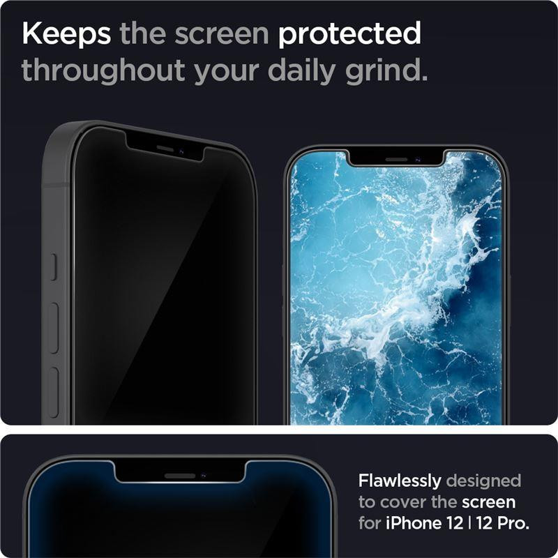 Spigen Glas.tR EZ Fit grūdintas stiklas skirtas iPhone 12 / iPhone 12 Pro - 2 vnt.