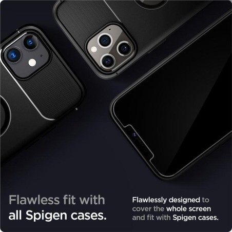 Spigen Glas.tR EZ Fit grūdintas stiklas skirtas iPhone 12 / iPhone 12 Pro - 2 vnt. Spigen Glas.tR EZ Fit grūdintas stiklas skirtas iPhone 12 / iPhone 12 Pro - 2 vnt.
