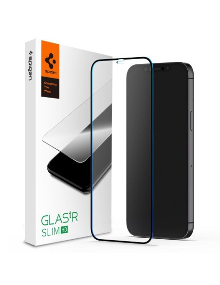 Spigen Glass FC grūdintas stiklas skirtas iPhone 12 / iPhone 12 Pro - juodas Spigen Glass FC grūdintas stiklas skirtas iPhone 12 / iPhone 12 Pro - juodas