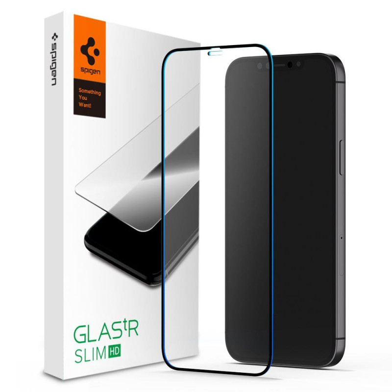 Spigen Glass FC grūdintas stiklas skirtas iPhone 12 mini - juodas Spigen Glass FC grūdintas stiklas skirtas iPhone 12 mini - juodas