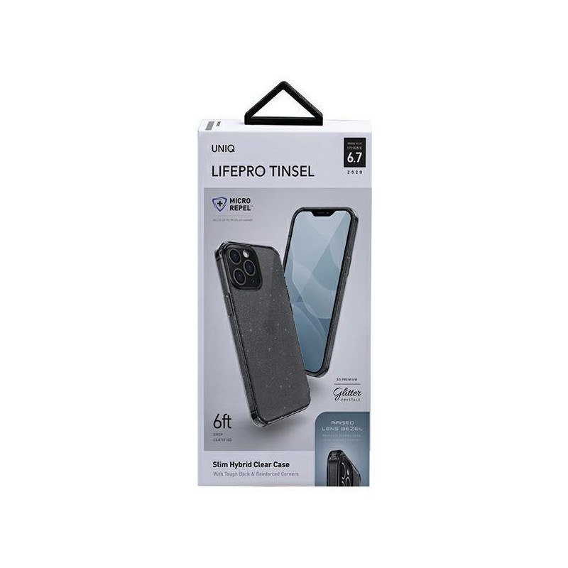 Uniq LifePro Tinsel dėklas, skirtas iPhone 12 Pro Max - juodas
