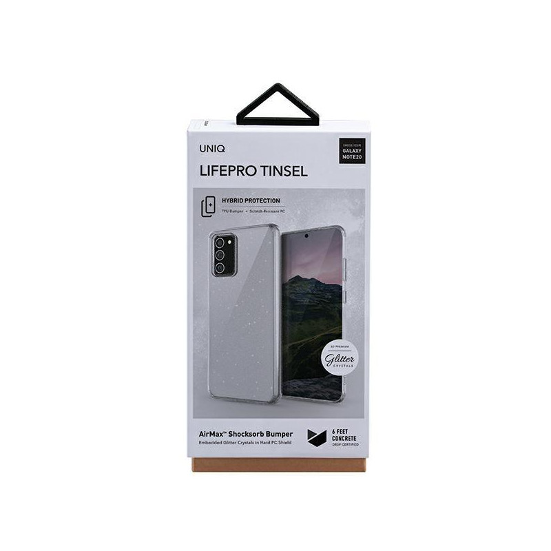 Uniq LifePro Tinsel dėklas, skirtas Samsung Galaxy Note 20 - skaidrus