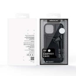 Nillkin Aoge odinis dėklas Lankstus šarvuotas natūralios odos dėklas su kišene, skirtas iPhone 12 Mini Black