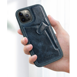 Nillkin Aoge odinis dėklas Lankstus šarvuotas natūralios odos dėklas su kišene, skirtas iPhone 12 Mini Black