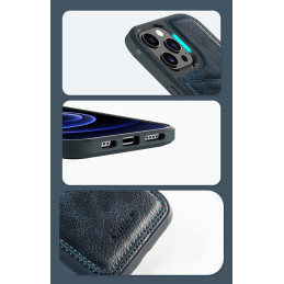 Nillkin Aoge odinis dėklas Lankstus šarvuotas natūralios odos dėklas su kišene, skirtas iPhone 12 Mini Black