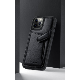 Nillkin Aoge odinis dėklas Lankstus šarvuotas natūralios odos dėklas su kišene, skirtas iPhone 12 Mini Black