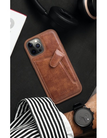 Nillkin Aoge Leather Case lankstus šarvuotas natūralios odos dėklas su kišene iPhone 12 mini rudai Nillkin Aoge Leather Case lankstus šarvuotas natūralios odos dėklas su kišene iPhone 12 mini rudai