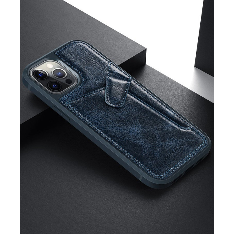 Nillkin Aoge Leather Case lankstus šarvuotas natūralios odos dėklas su kišene iPhone 12 mini rudai