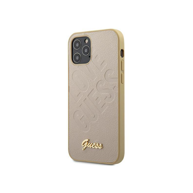 Guess Iridescent Love Script Gold Logo dėklas iPhone 12 mini - auksinis