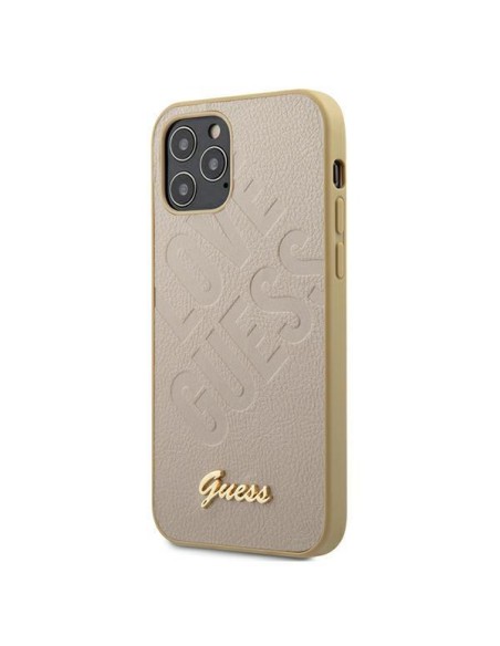 Guess Iridescent Love Script Gold Logo dėklas iPhone 12 mini - auksinis Guess Iridescent Love Script Gold Logo dėklas iPhone 12 mini - auksinis