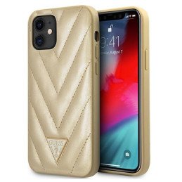 Guess V-Quilted Collection dėklas iPhone 12 mini - auksinis