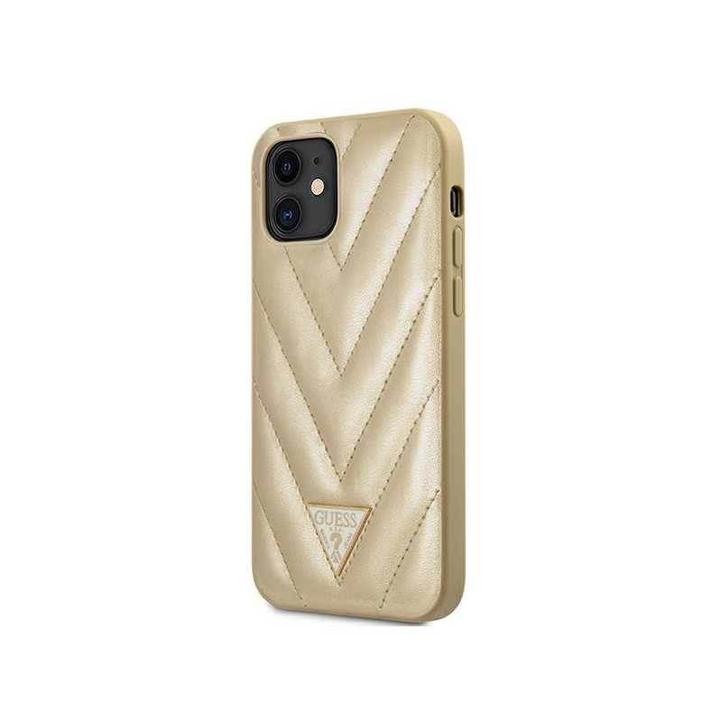 Guess V-Quilted Collection dėklas iPhone 12 mini - auksinis