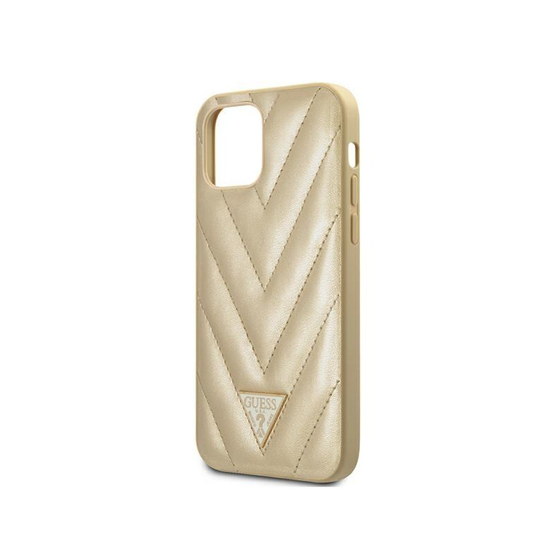 Guess V-Quilted Collection dėklas iPhone 12 mini - auksinis