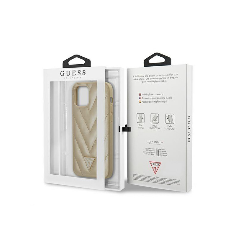 Guess V-Quilted Collection dėklas iPhone 12 mini - auksinis