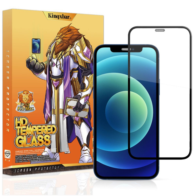 Kingxbar 2.5D grūdintas stiklas patvarus 9H grūdintas stiklas visam ekranui su rėmeliu iPhone 12 mini black (tinka dėklu...