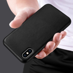 ECO Leather odinis dėklas, ekologiškos odos dangtelis iPhone 12 Pro Max, juodas