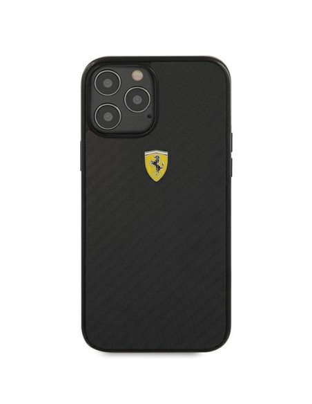 Ferrari On Track Real Carbon dėklas, skirtas iPhone 12 Pro Max - juodas