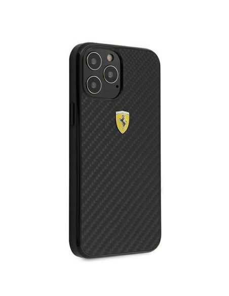 Ferrari On Track Real Carbon dėklas, skirtas iPhone 12 Pro Max - juodas