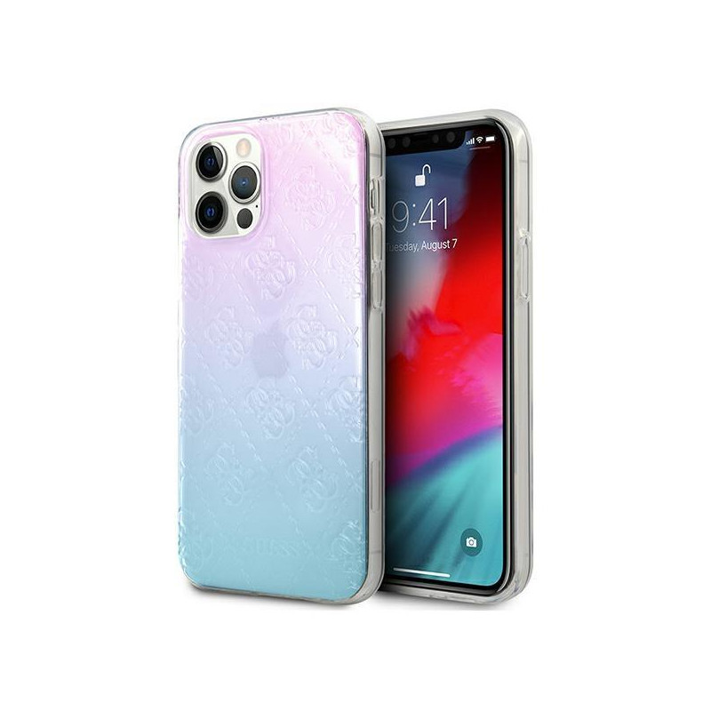 Guess 4G 3D Pattern Collection dėklas, skirtas iPhone 12 Pro Max – mėlynos ir rožinės spalvos Guess 4G 3D Pattern Collection dėklas, skirtas iPhone 12 Pro Max – mėlynos ir rožinės spalvos