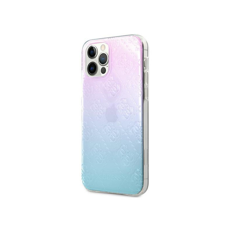 Guess 4G 3D Pattern Collection dėklas, skirtas iPhone 12 Pro Max – mėlynos ir rožinės spalvos