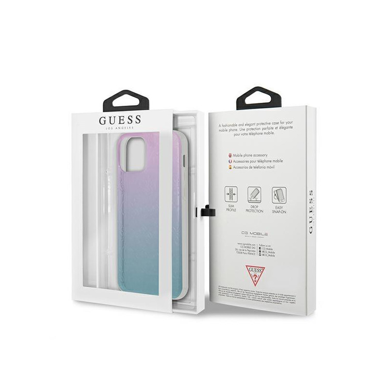 Guess 4G 3D Pattern Collection dėklas, skirtas iPhone 12 Pro Max – mėlynos ir rožinės spalvos