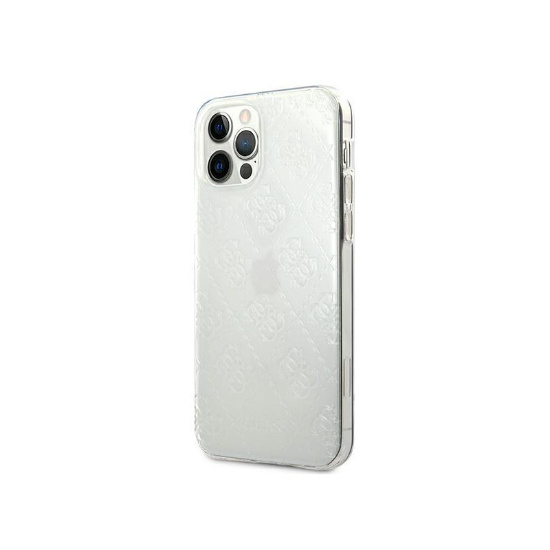 Guess 4G 3D Pattern Collection dėklas, skirtas iPhone 12 Pro Max - skaidrus