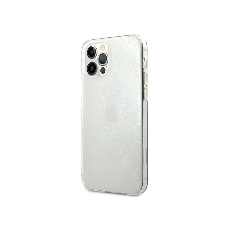 Guess 4G 3D Pattern Collection dėklas, skirtas iPhone 12 / iPhone 12 Pro - skaidrus