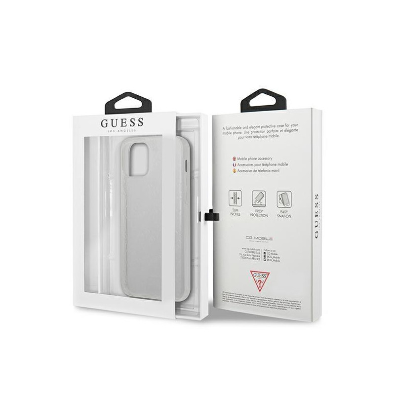 Guess 4G 3D Pattern Collection dėklas, skirtas iPhone 12 / iPhone 12 Pro - skaidrus